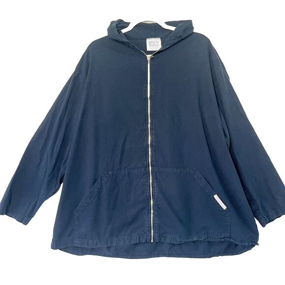 Fresh Produce Lightweight Zip Front Hooded Jacket - Made in USA - Navy - 2X - Picture 1 of 6
